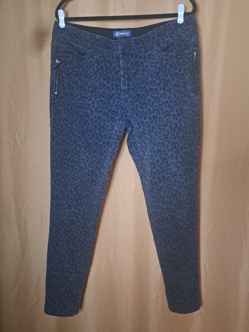 Democracy Black Leopard Ponte Pants with Zip Details